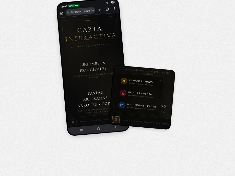 Carta digital interactiva con opciones del comensal